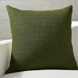 Crate & Barrel Green Woven Pillow Cover